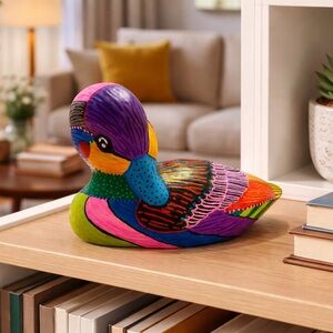 Hand-Painted Colorful Decorative Duck Figurine